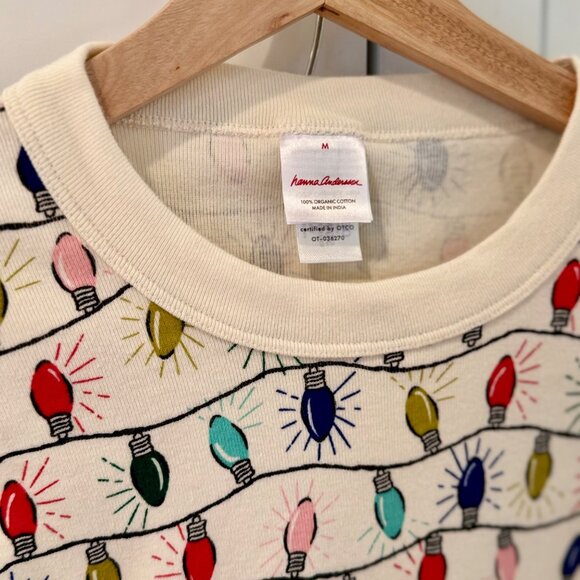 Hanna Andersson Bright Bulbs Christmas Lights Pajamas Set Size Adult Medium - Picture 2 of 4